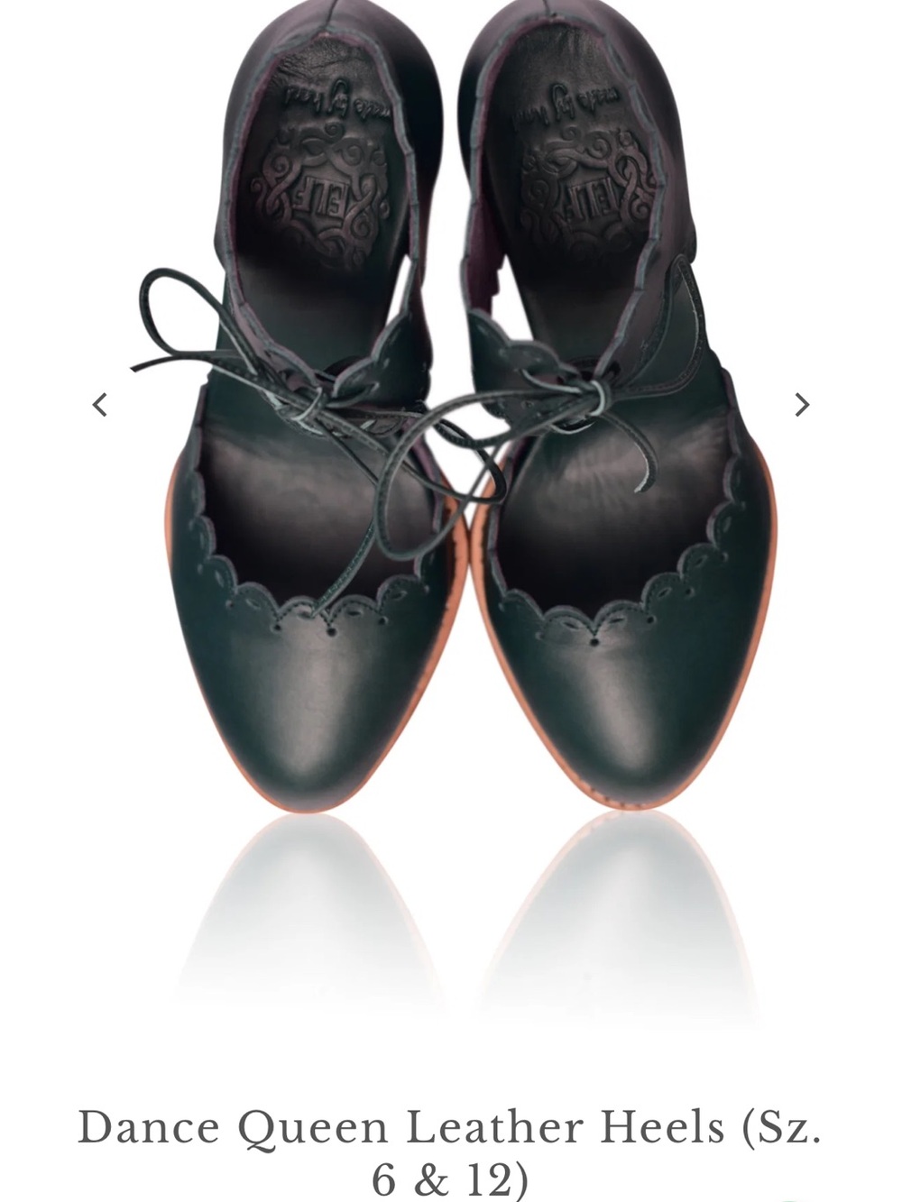 Dance Queen Leather Heels in Green - Women's Scalloped Lace-Up low block heel - Picture 2 of 5